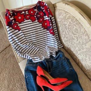 Talbots 3/4 sleeve t shirt cotton spandex